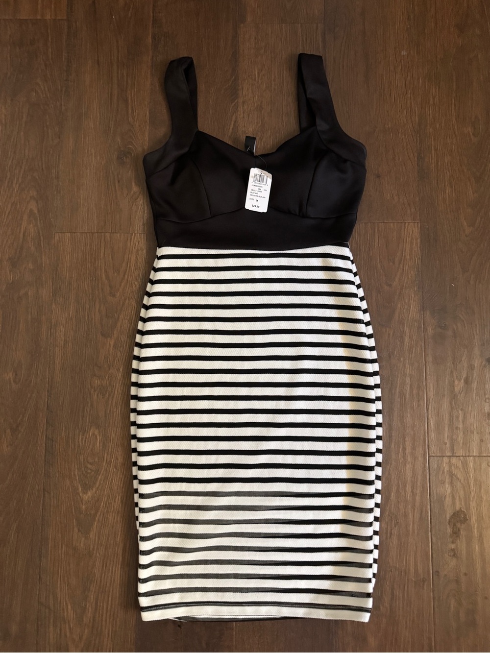 NWT Windsor Black & White Striped Midi Dress - Picture 1 of 4